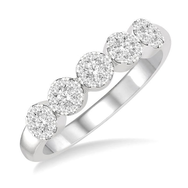 1/3 Ctw 5-Stone Shine Bright Round Cut Diamond Band in 14K White Gold