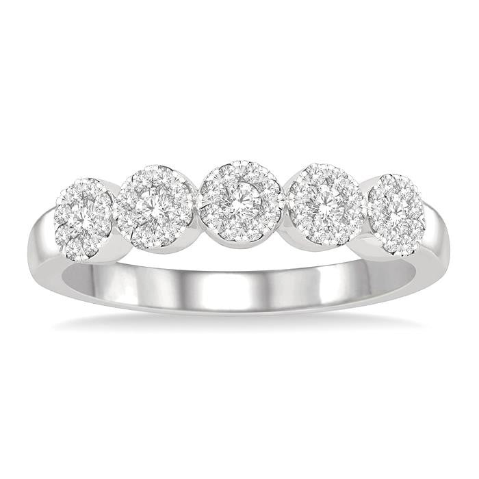 1/3 Ctw 5-Stone Shine Bright Round Cut Diamond Band in 14K White Gold