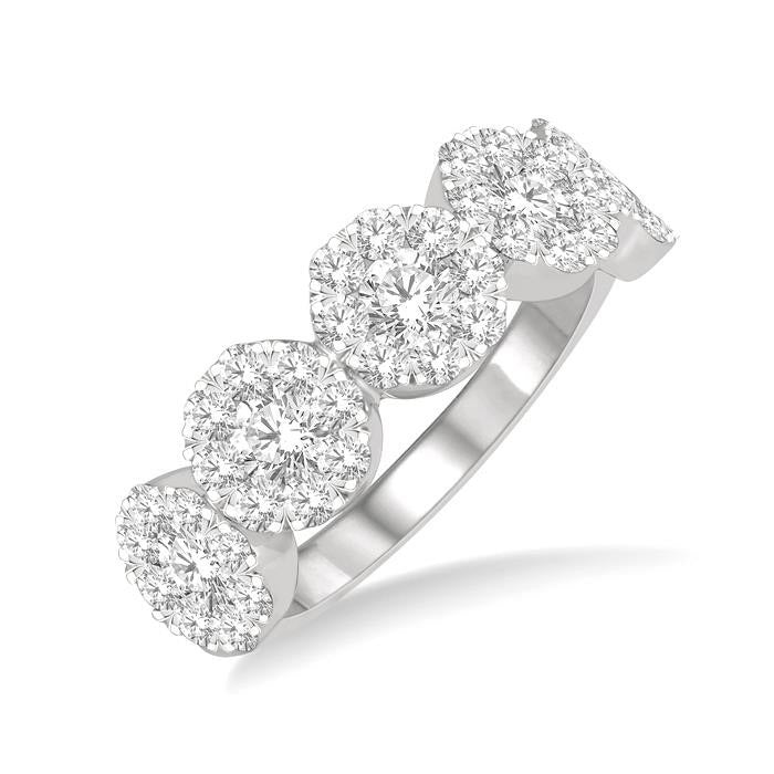 1/3 Ctw 5-Stone Lovebright Round Cut Diamond Band in 14K White Gold
