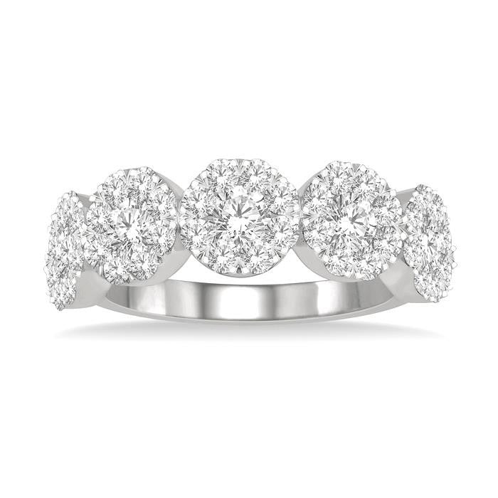 1/3 Ctw 5-Stone Lovebright Round Cut Diamond Band in 14K White Gold