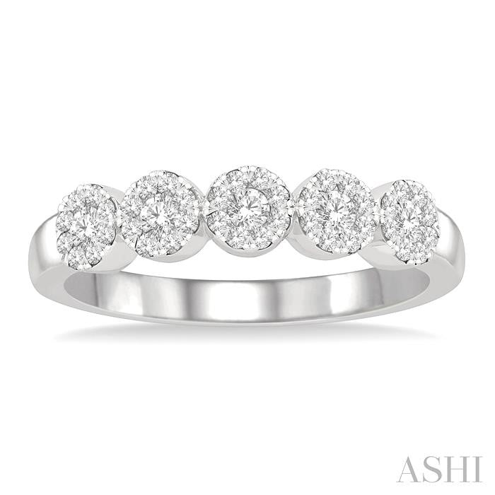1/3 Ctw 5-Stone Shine Bright Round Cut Diamond Band in 14K White Gold