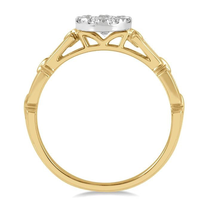 3/8 Ctw Shine Bright Round Cut Diamond Paperclip Link Engagement Ring in 14K Yellow and White Gold
