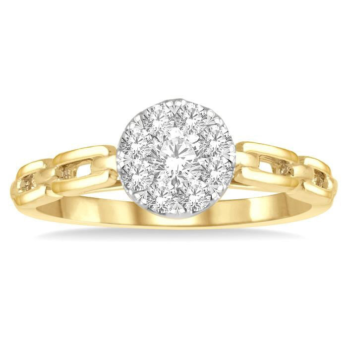 Round Shape Paperclip Shine Bright Diamond Fashion Ring