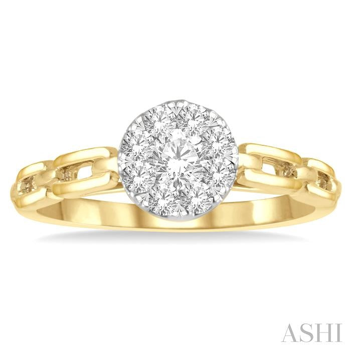 3/8 Ctw Shine Bright Round Cut Diamond Paperclip Link Engagement Ring in 14K Yellow and White Gold