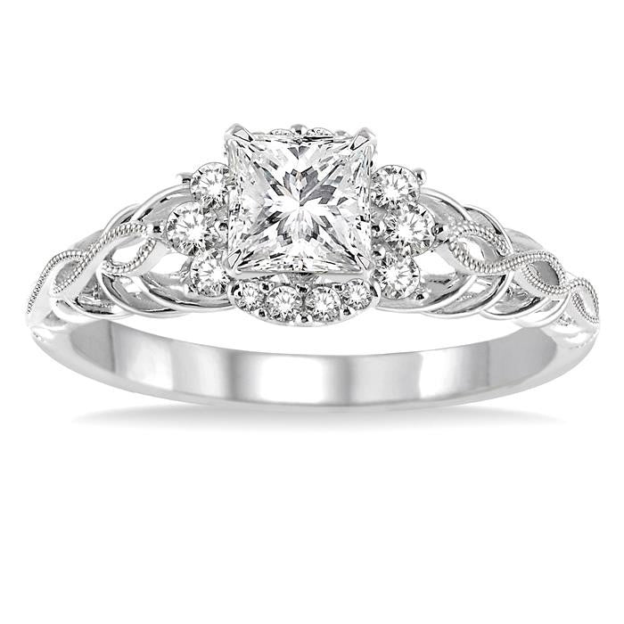 1/5 Ctw Diamond Semi-Mount Engagement Ring in 14K White Gold