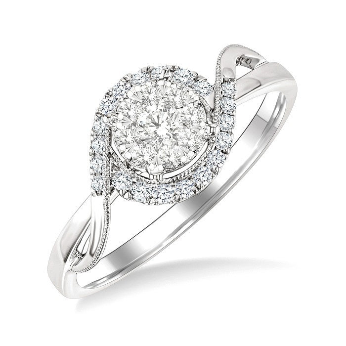 1/3 Ctw Round Cut Diamond Shine Bright Engagement Ring in 14K White Gold