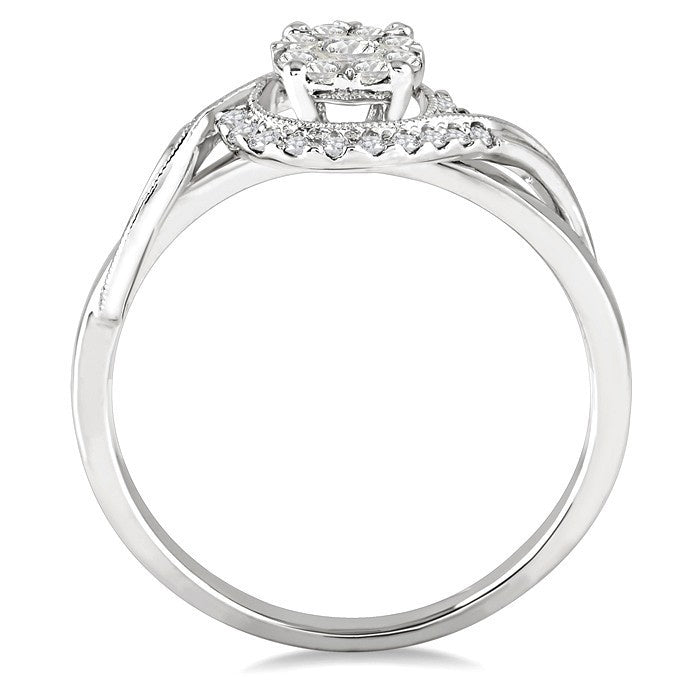 1/3 Ctw Round Cut Diamond Shine Bright Engagement Ring in 14K White Gold
