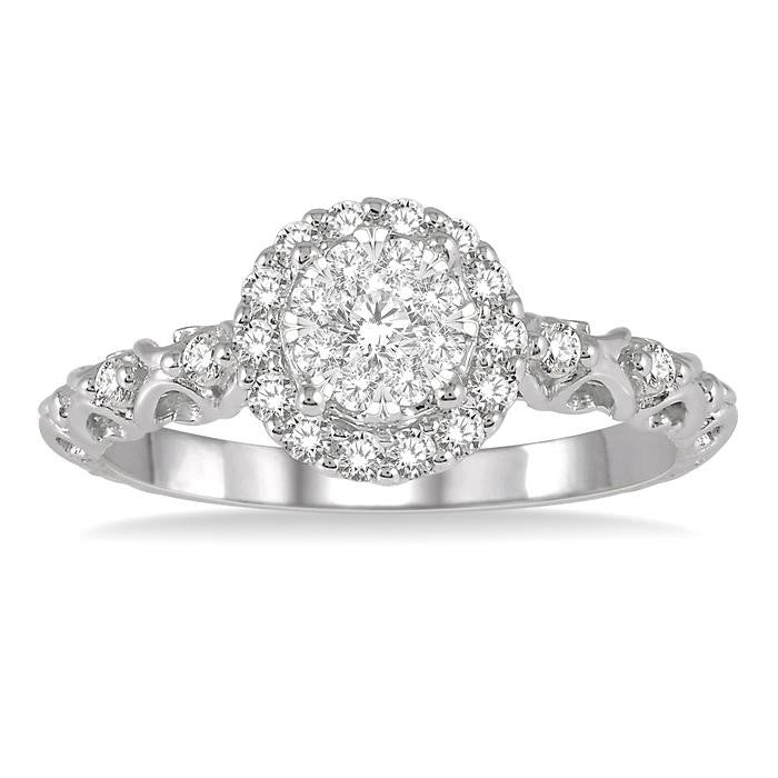 3/8 Ctw Round Cut Diamond Shine Bright Engagement Ring in 14K White Gold