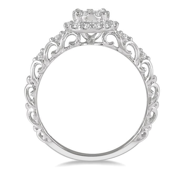 3/8 Ctw Round Cut Diamond Shine Bright Engagement Ring in 14K White Gold
