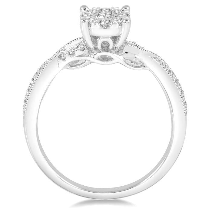 1/2 Ctw Round Cut Diamond Shine Bright Engagement Ring in 14K White Gold