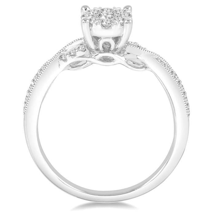 1/2 Ctw Round Cut Diamond Shine Bright Engagement Ring in 14K White Gold