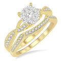 5/8 Ctw Round Cut Diamond Shine Bright Bridal Set with 1/2 Ctw Engagement Ring and 1/6 Ctw Wedding Band in 14K Yellow and White Gold