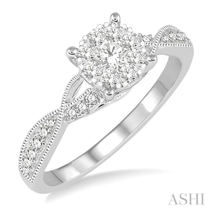 1/2 Ctw Round Cut Diamond Shine Bright Engagement Ring in 14K White Gold