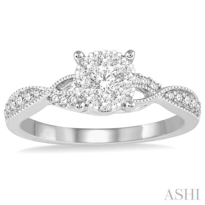1/2 Ctw Round Cut Diamond Shine Bright Engagement Ring in 14K White Gold