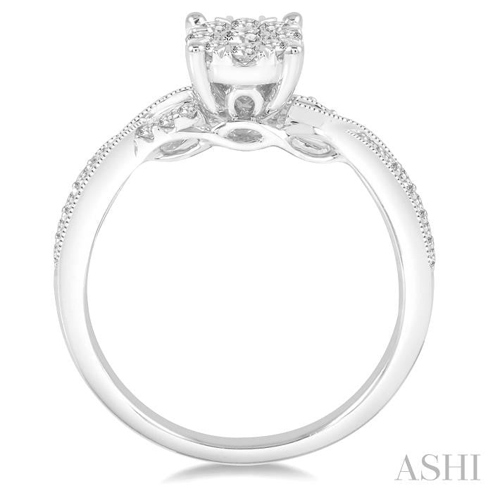 1/2 Ctw Round Cut Diamond Shine Bright Engagement Ring in 14K White Gold