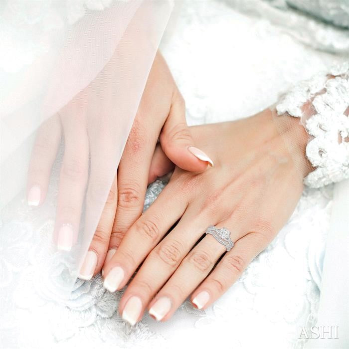 5/8 Ctw Round Cut Diamond Shine Bright Bridal Set with 1/2 Ctw Engagement Ring and 1/6 Ctw Wedding Band in 14K White Gold
