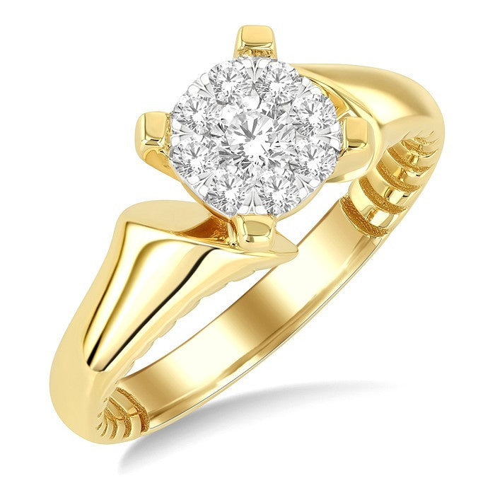 1/3 Ctw Shine Bright Tapered Open Center Circular Shape Round Cut Diamond Fashion Ring in 14K Yellow and White Gold