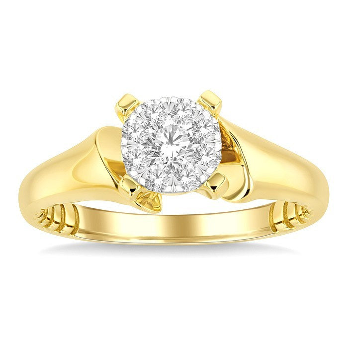 1/3 Ctw Shine Bright Tapered Open Center Circular Shape Round Cut Diamond Fashion Ring in 14K Yellow and White Gold