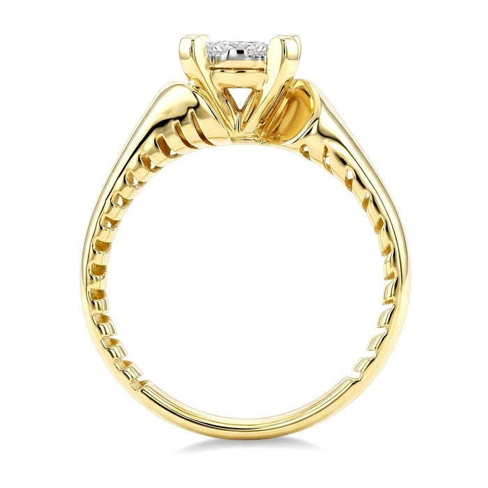 1/3 Ctw Shine Bright Tapered Open Center Circular Shape Round Cut Diamond Fashion Ring in 14K Yellow and White Gold