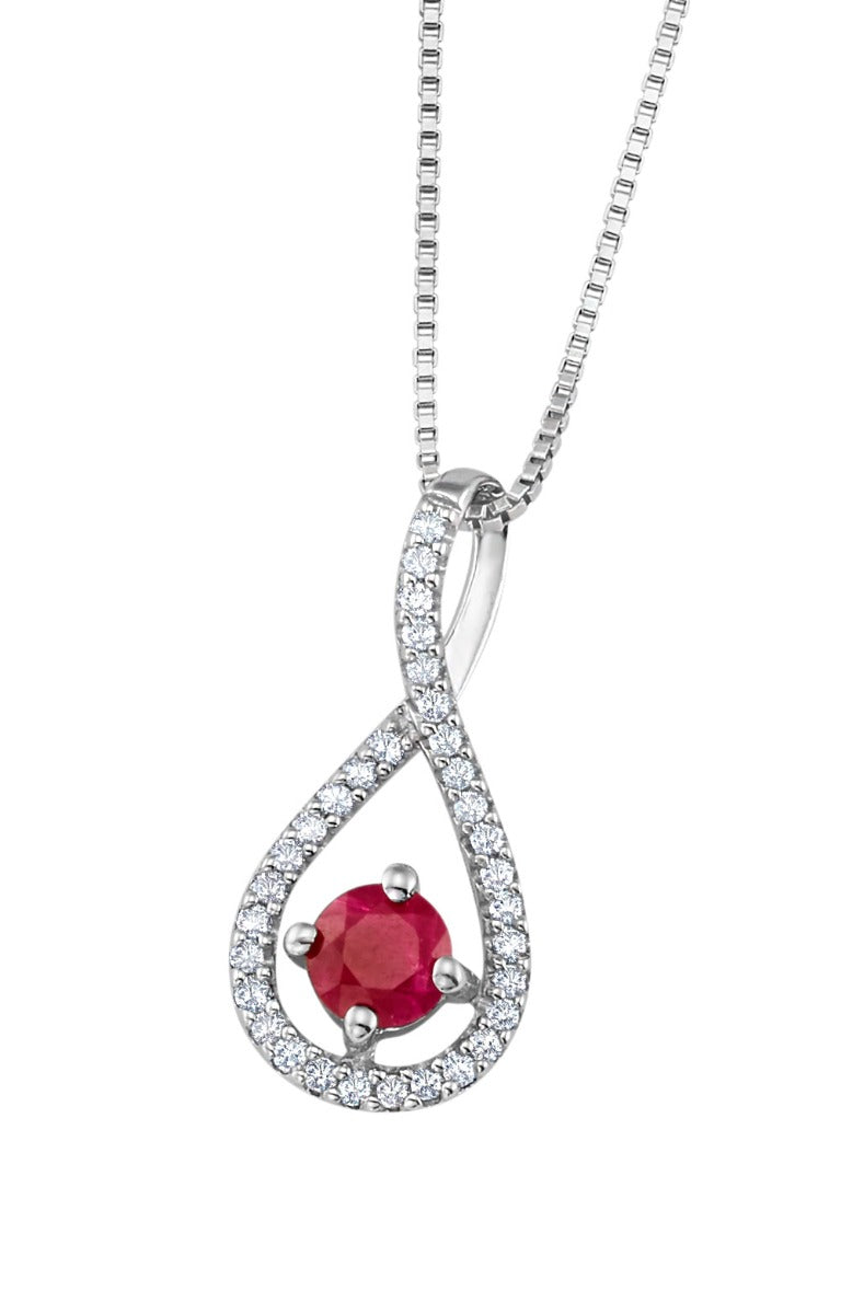 Ruby and Diamonds Silver Pendant