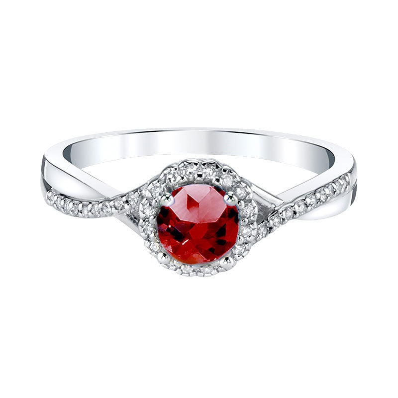 Ruby and Diamonds Silver Ring