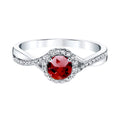 Ruby and Diamonds Silver Ring