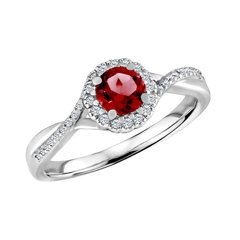 Ruby and Diamonds Silver Ring