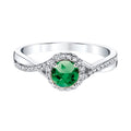Emerald and Diamonds Silver Ring