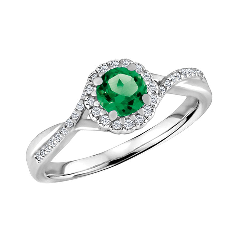 Emerald and Diamonds Silver Ring