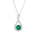 Emerald and Diamonds Silver Pendant