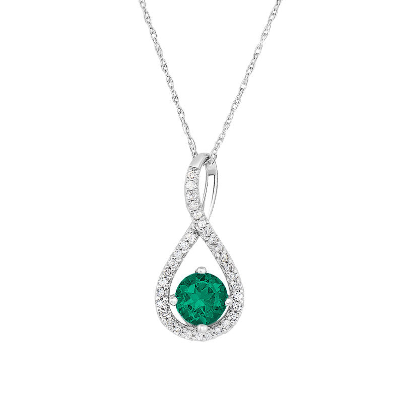 Emerald and Diamonds Silver Pendant