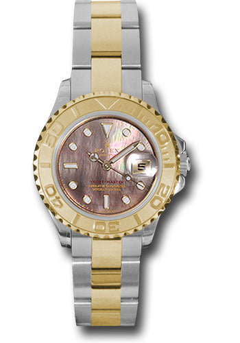 *Pre-Owned* Rolex Steel and Yellow Gold Lady Yacht-Master 29 Watch - Black Mother-Of-Pearl Dial