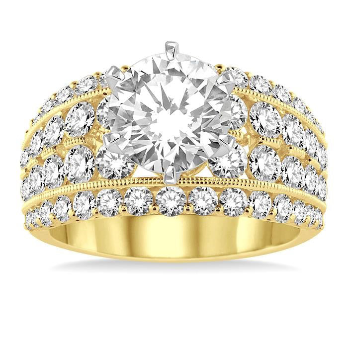 Round Shape Semi-Mount Diamond Engagement Ring