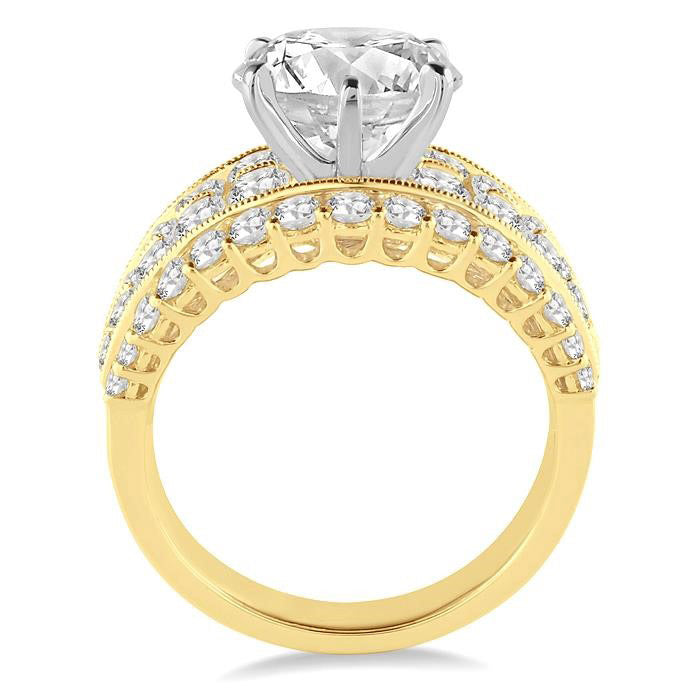 Round Shape Semi-Mount Diamond Engagement Ring