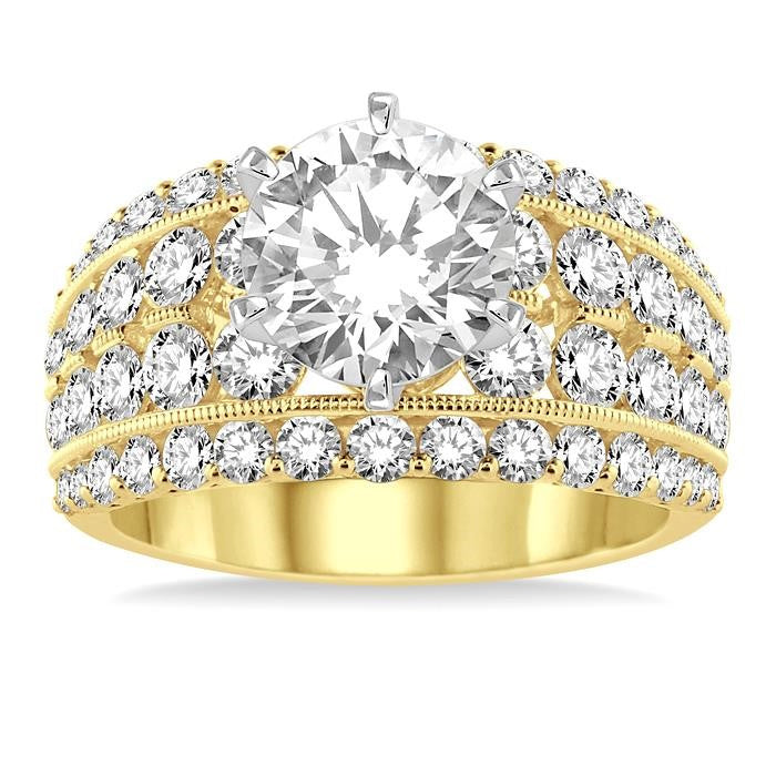 2 1/10 Ctw Diamond Semi-Mount Engagement Ring in 14K Yellow and White Gold