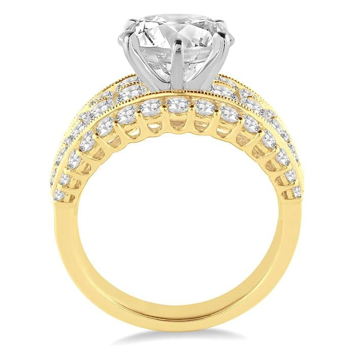 2 1/10 Ctw Diamond Semi-Mount Engagement Ring in 14K Yellow and White Gold