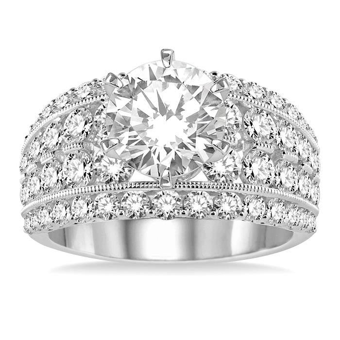 2 1/10 Ctw Diamond Semi-Mount Engagement Ring in 14K White Gold