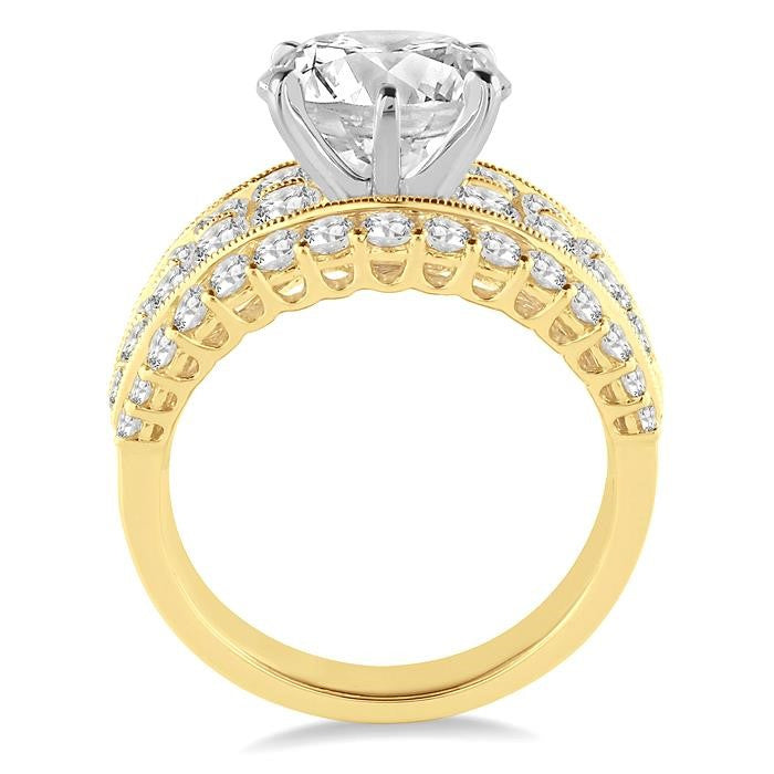 2 1/10 Ctw Diamond Semi-Mount Engagement Ring in 14K Yellow and White Gold