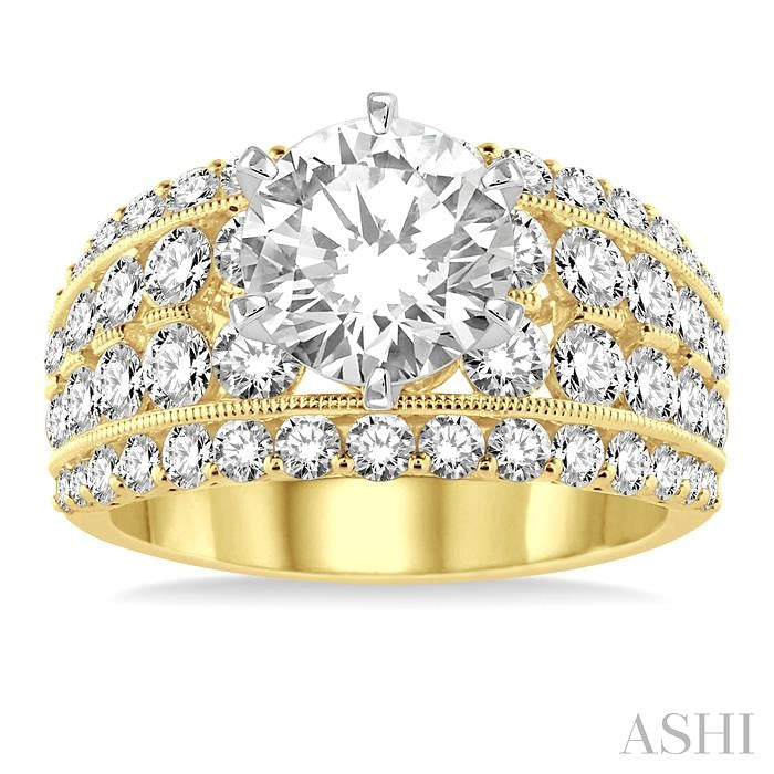 2 1/10 Ctw Diamond Semi-Mount Engagement Ring in 14K Yellow and White Gold