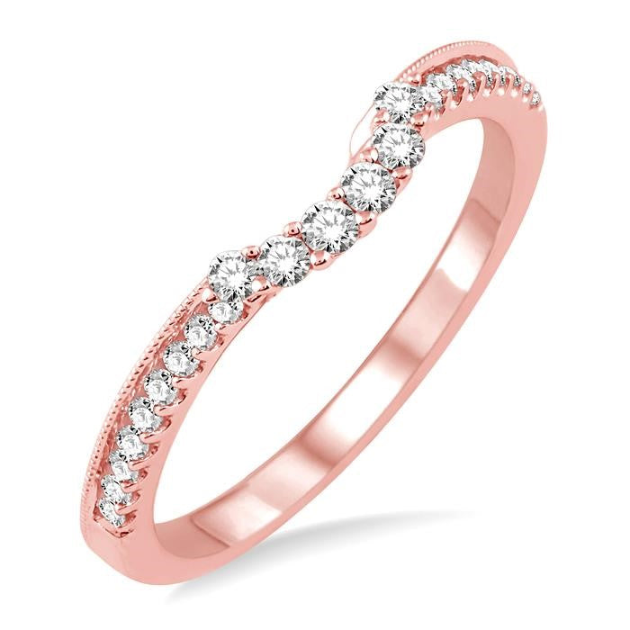 1/4 Ctw Round Cut Diamond Wedding Band in 14K Rose Gold
