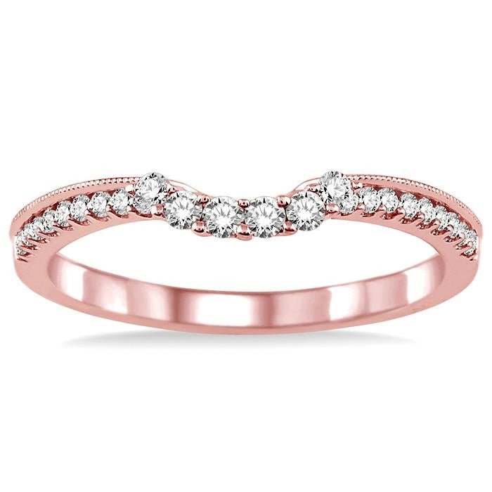 1/4 Ctw Round Cut Diamond Wedding Band in 14K Rose Gold