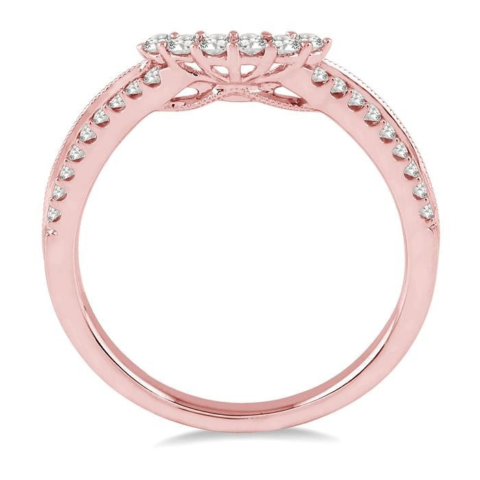 1/4 Ctw Round Cut Diamond Wedding Band in 14K Rose Gold