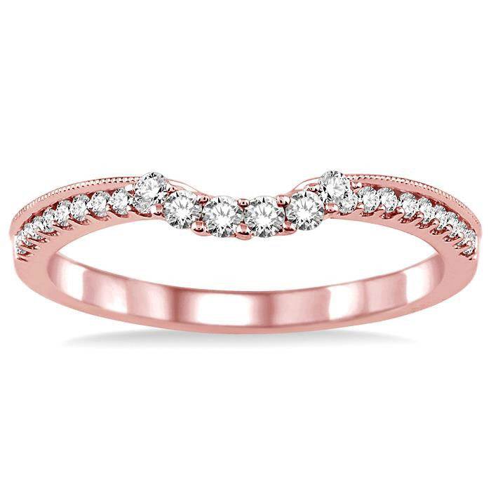 1/4 Ctw Round Cut Diamond Wedding Band in 14K Rose Gold