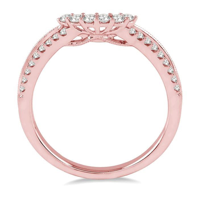1/4 Ctw Round Cut Diamond Wedding Band in 14K Rose Gold