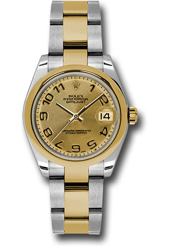 *Pre-Owned* Rolex Steel and Yellow Gold Datejust 31 Watch - Domed Bezel - Champagne Concentric Circle Arabic Dial - Oyster Bracelet