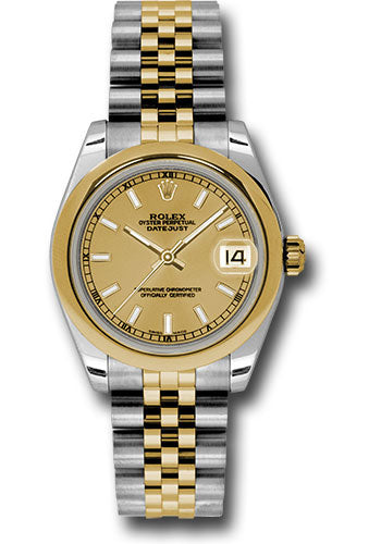 *Pre-Owned* Rolex Steel and Yellow Gold Datejust 31 Watch - Domed Bezel - Champagne Index Dial - Jubilee Bracelet