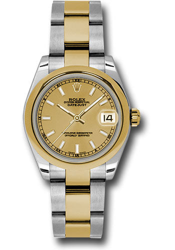 *Pre-Owned* Rolex Steel and Yellow Gold Datejust 31 Watch - Domed Bezel - Champagne Index Dial - Oyster Bracelet