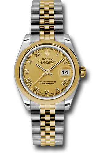 *Pre-Owned* Rolex Steel and Yellow Gold Datejust 31 Watch - Domed Bezel - Champagne Roman Dial - Jubilee Bracelet