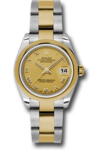 *Pre-Owned* Rolex Steel and Yellow Gold Datejust 31 Watch - Domed Bezel - Champagne Roman Dial - Oyster Bracelet