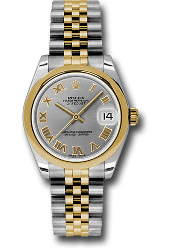 *Pre-Owned* Rolex Steel and Yellow Gold Datejust 31 Watch - Domed Bezel - Slate Grey Roman Dial - Jubilee Bracelet